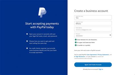 Register for PayPal Services .